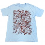 The light blue version of the Con Artist Scramble Skate Tee