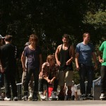 Some of the skaters getting ready to lace some tricks!